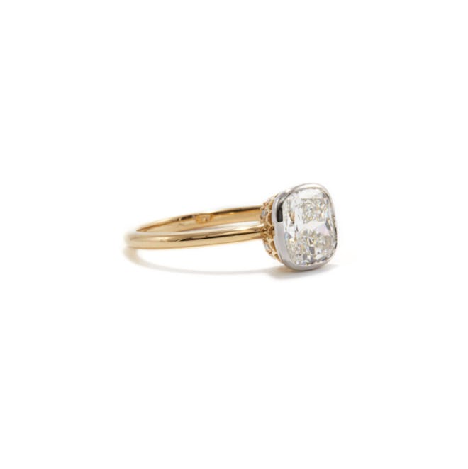 Ashley Zhang's 1.5 carat Aurora cushion cut engagement ring. 