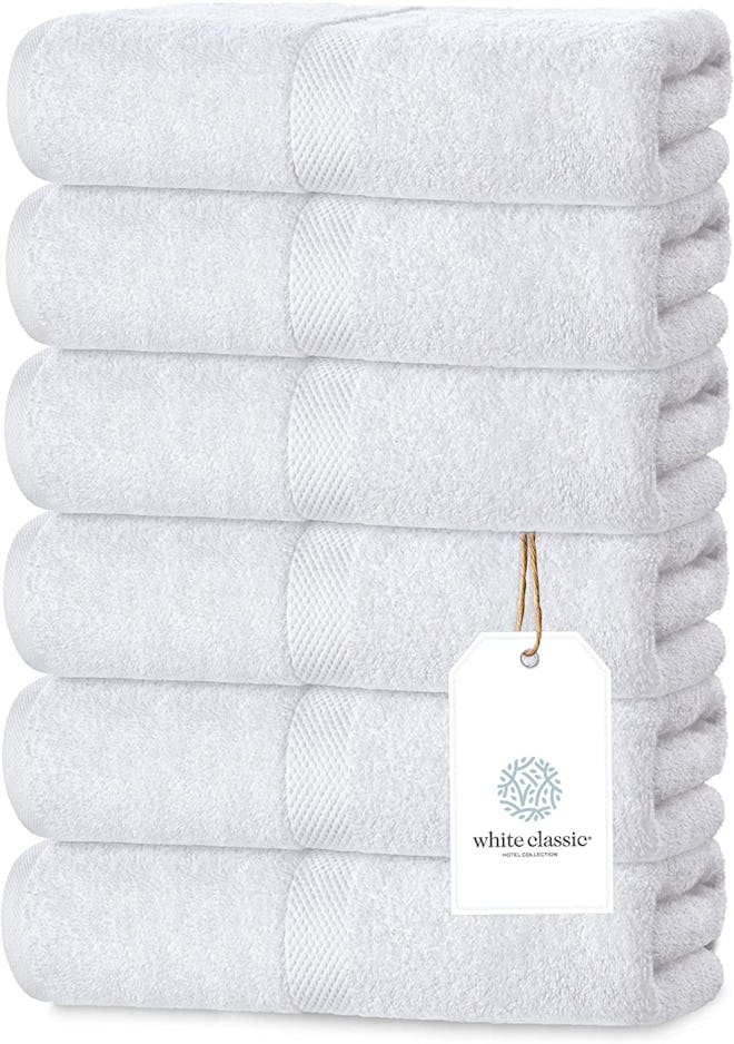 White Classic Luxury White Hand Towels (Set of 6)