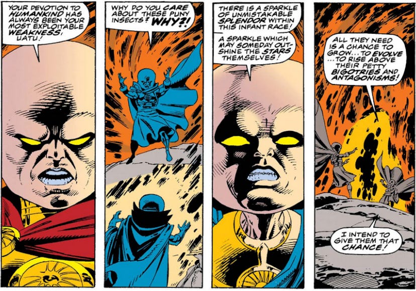 The Watcher from 'What If...?' is an important figure in the Marvel Comics. Screenshot via Marvel