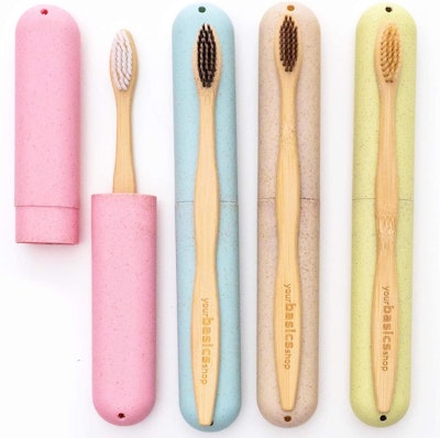 Your Basics Shop Bamboo Toothbrushes with Cases (4-Pack)