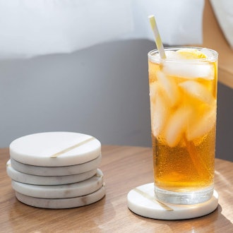 Cork & Mill Marble Coasters for Drinks (Set of 6)