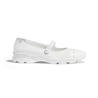 Chanel White Calfskin Leather Mary Jane Flats