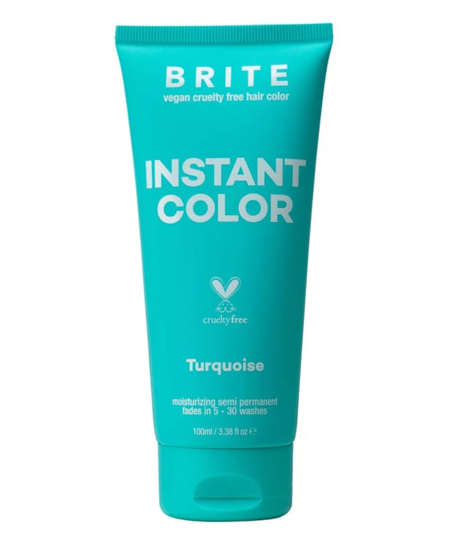 Product photo; teal bottle of temporary hair color