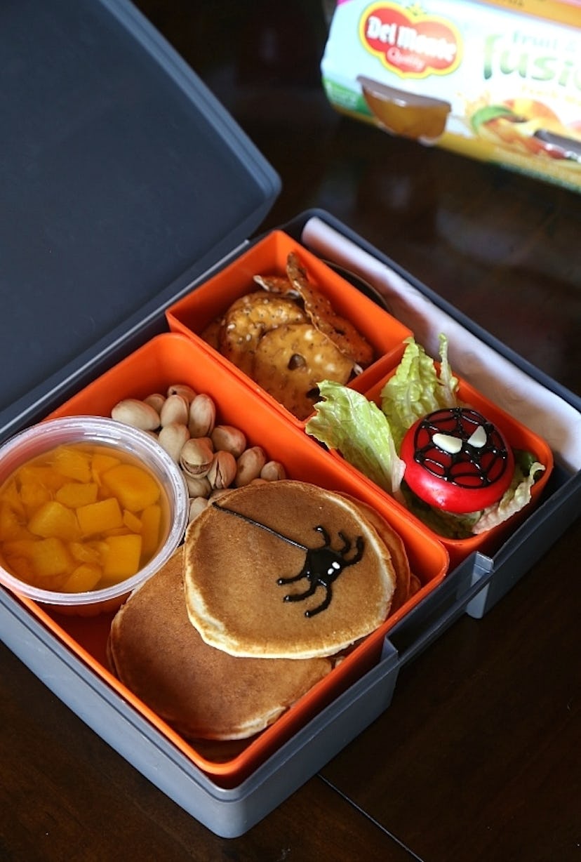 Spiderman theme toddler lunch box with pancakes