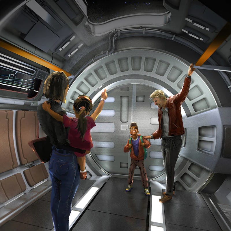 Spaceship hallway from Star Wars: Galactic Starcruiser