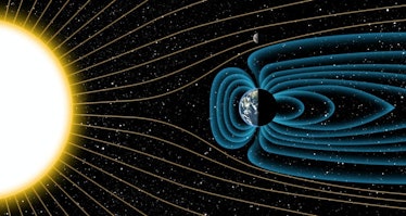 Earth’s magnetic shield blocks solar wind, whereas the lack of a magnetic field on the Moon allows t...