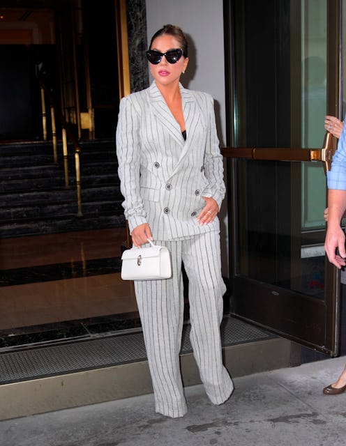 Lady Gaga departs her hotel on August 02, 2021 in New York City.
