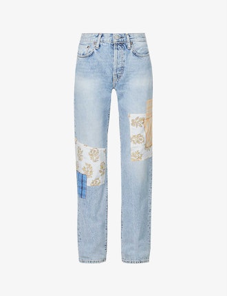 Pari high-rise regular-fit straight upcycled-denim jeans from Acne Studios, available via Selfridges...
