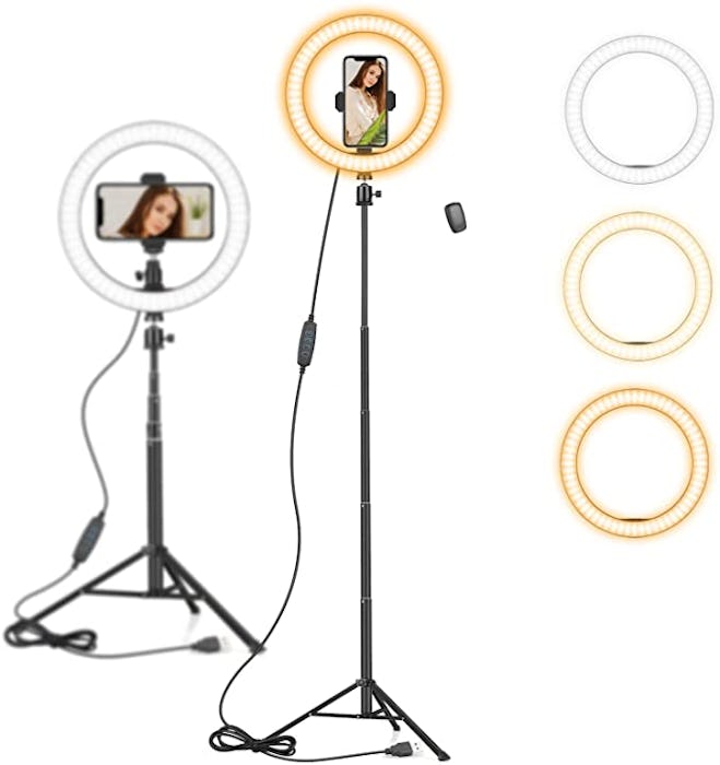 AIXPI 10" Ring Light with 59" Extendable Tripod Stand & Phone Holder
