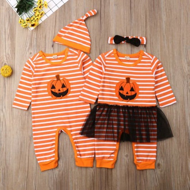 Boy & Girl Matching Pumpkin Outfits