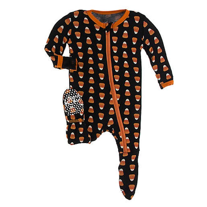 Candy Corn Footie Pajama in Black/Orange