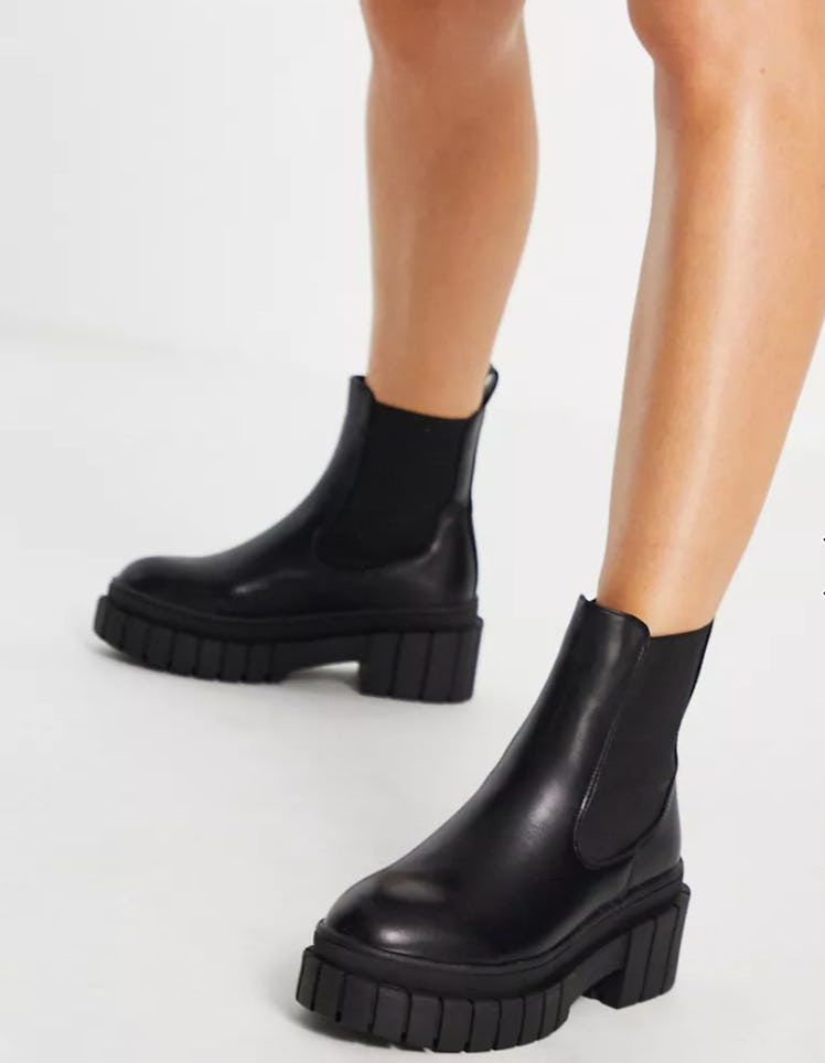 Public Desire's Wide Fit Zenya Chelsea Boots in black. 