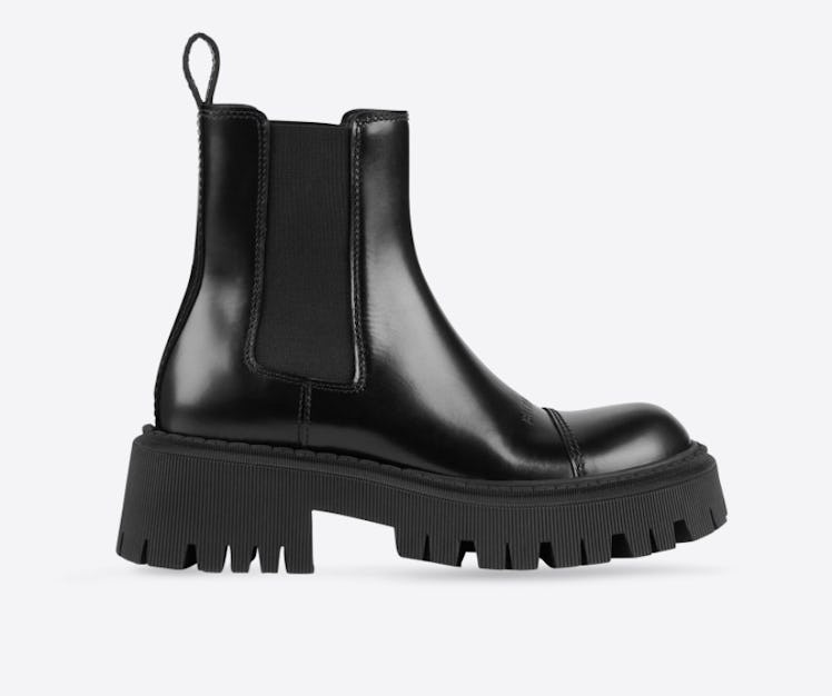 Balenciaga's women's platform tractor boots in black. 