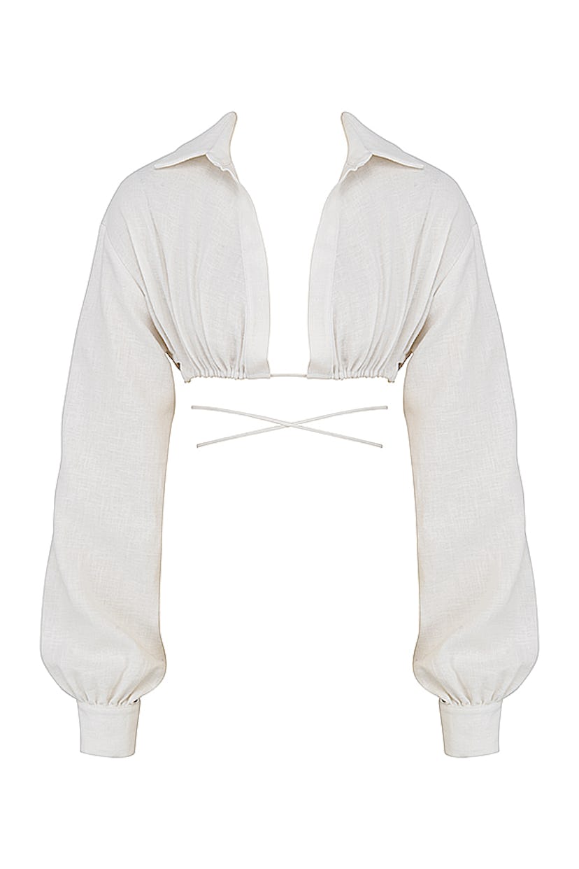 Iris Off White Wrap Around Crop Shirt