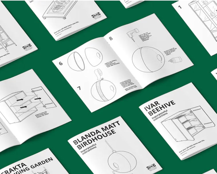 Ikea's "Repurseful Instructions" upcycling instruction books.