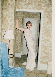 Jennifer Lawrence wears a Nina Ricci gown.