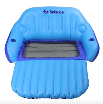 72-Inch Inflatable Blue Love Seat Swimming Pool Float with Convertible Foot Rest
