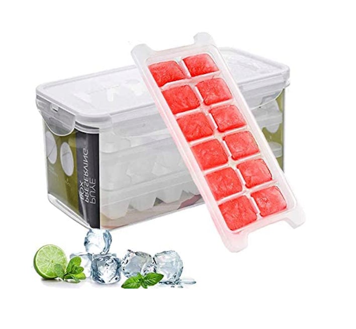 Marbrasse Ice Cube Trays and Ice Cube Storage Container (3-Pack)