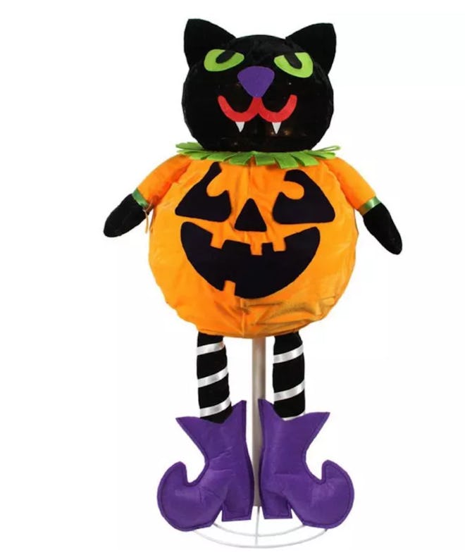 Northlight 35" Prelit LED Standing Cat Jack-O-Lantern Pumpkin