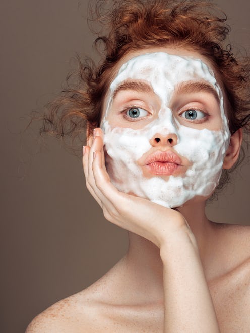 Woman wearing skin care treatment mask