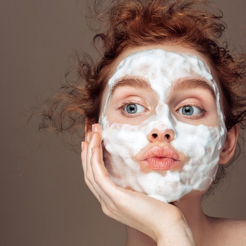 Woman wearing skin care treatment mask