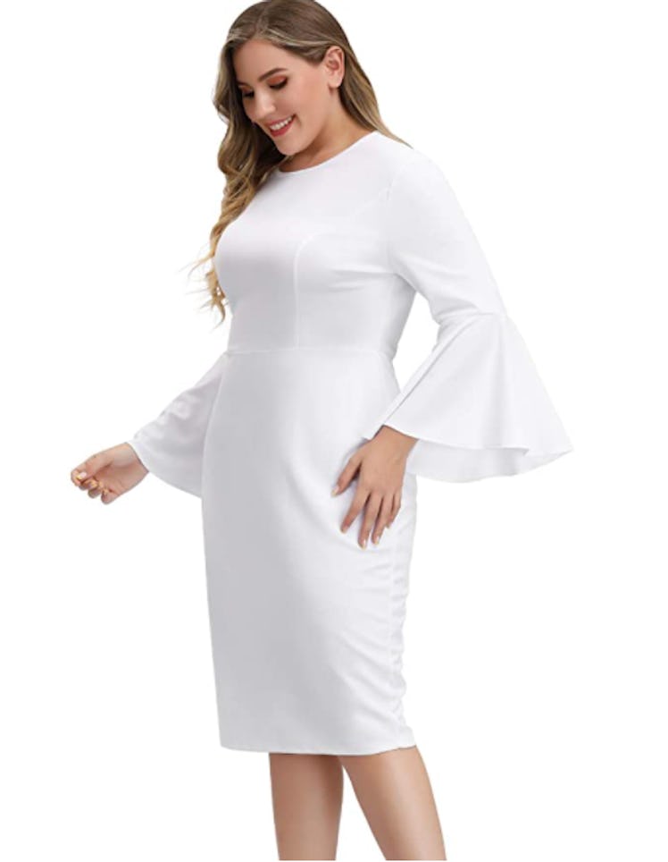 Hanna Nikole Plus-Size Bell Sleeve Pencil Dress