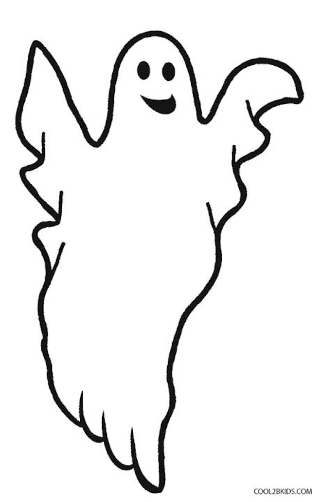Ghost Coloring Page: Ghost Flying in the air, smiling