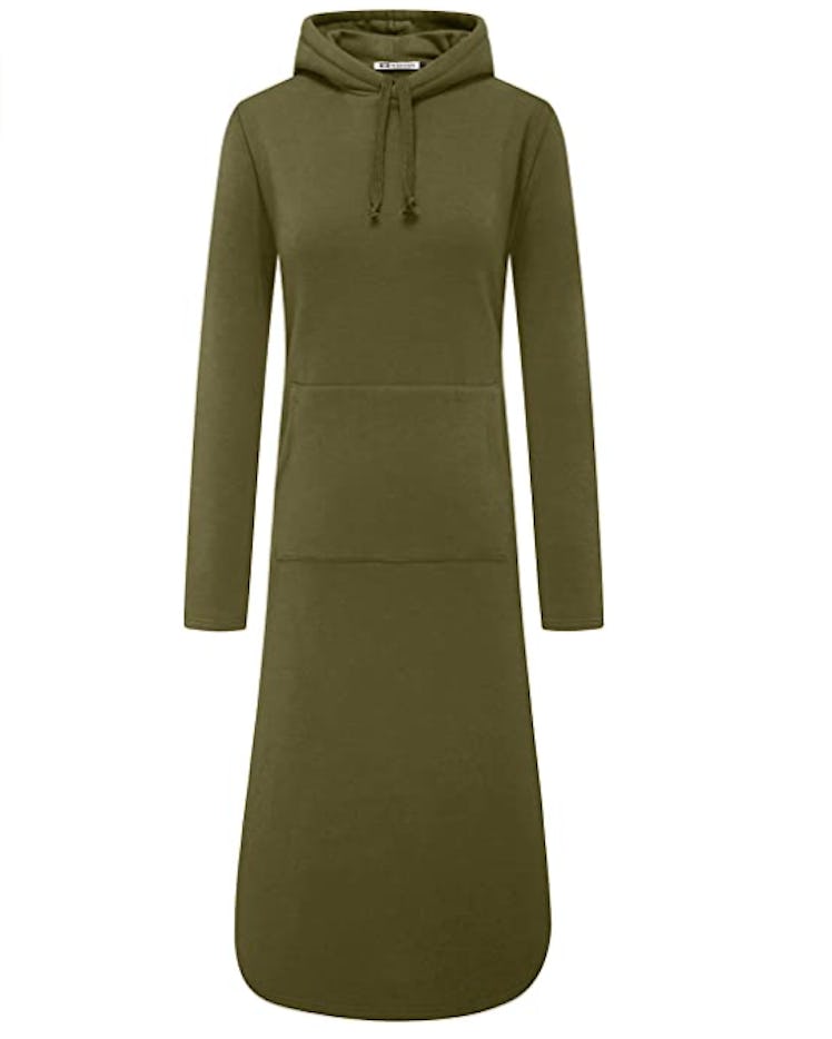 WenVen Plus-Size Long Hoodie Sweatshirt Dress