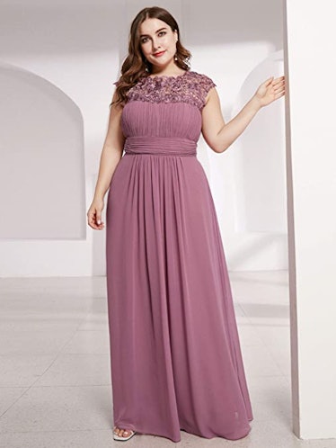 Ever-Pretty Plus-Size Chiffon And Lace Long Formal Dress
