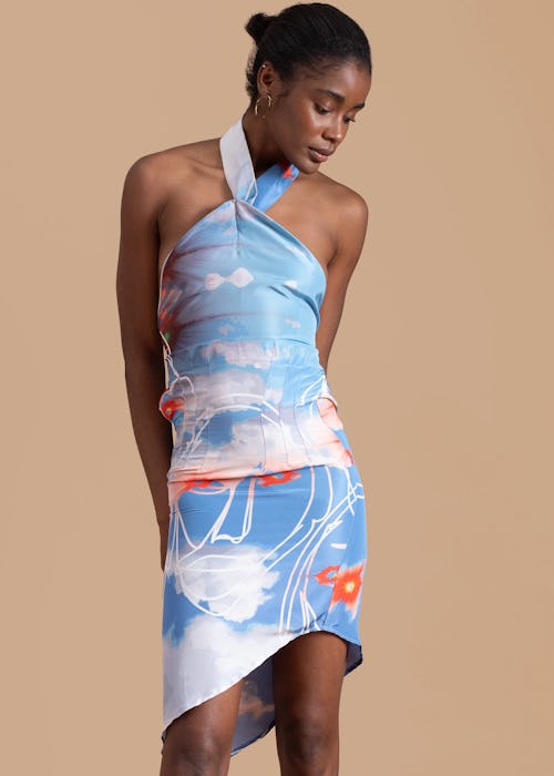 Orange Culture Face in Cloud Slip Dress