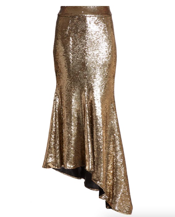 Asymmetric Sequinned Midi Skirt