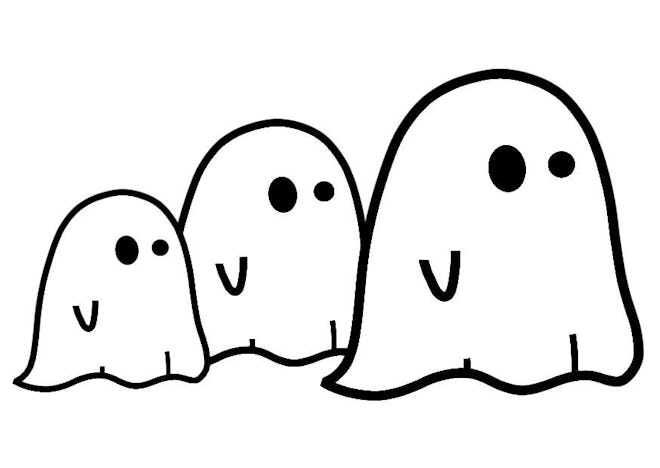 Ghost Coloring Page: Three ghosts in a line