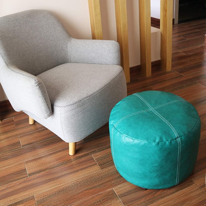 Thgonwid Unstuffed Faux Leather Pouf Storage