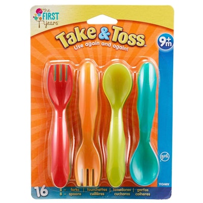 TOMY The First Years Take & Toss Flatware For Kids (16 Pieces)