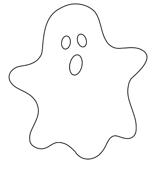 Ghost Coloring Page: Simple cartoon ghost looking straight on