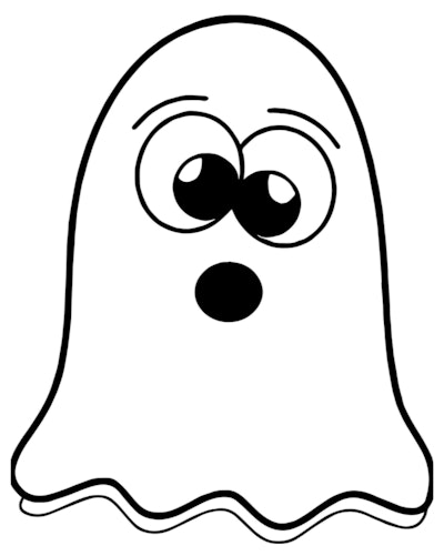 Ghost Coloring Page: Cartoon ghost looking scared, with crossed eyes