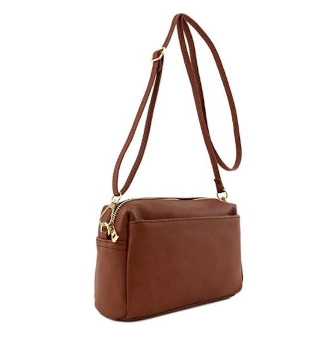 FashionPuzzle Triple Zip Small Crossbody Bag