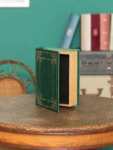 Wooden Vintage Book-Shaped Trinket Storage Box