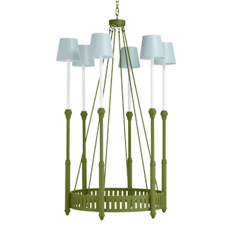 Camilla Chandelier, Timson Green with Palladian Blue Shades