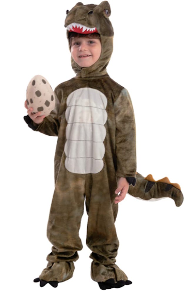 Child wearing a T.Rex costume