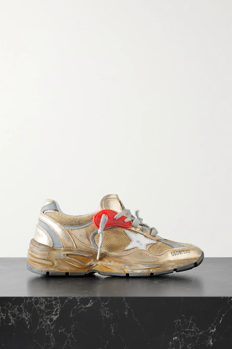 Golden Goose Dad-Star Distressed Metallic Sneaker