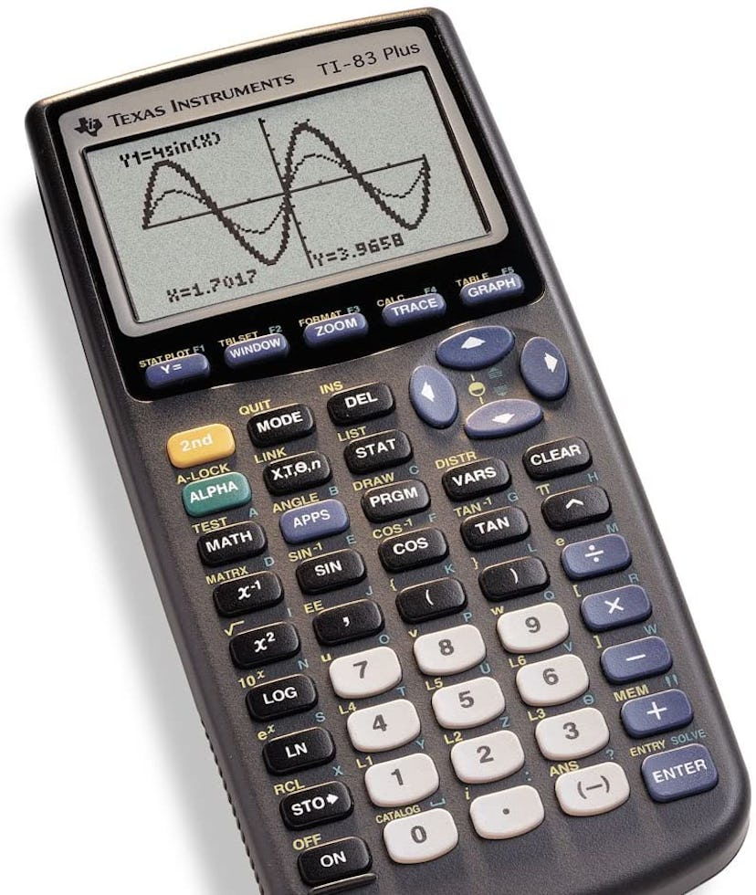 TI-81 Graphing Calculator out of box promo image.Back to school. Calculator. Gadgets.