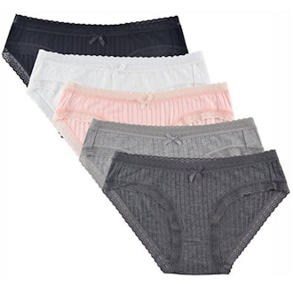 KNITLORD Lace Hipster Underwear (5-Pack)
