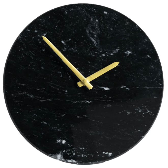 Maris Black Marble Clock