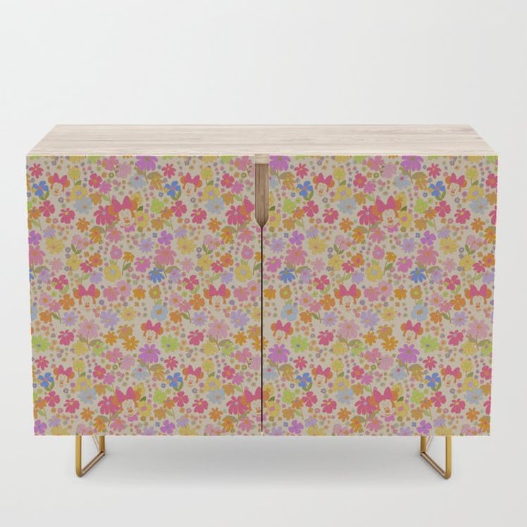This Society6 x Disney Minnie Mouse Collection credenza has hidden Minnie Mouses on it.