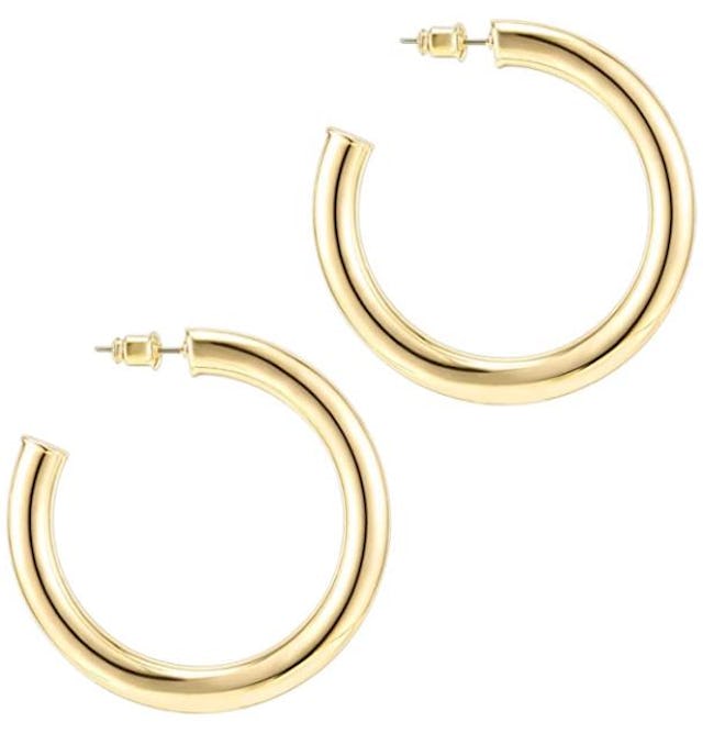 PAVOI 14-Karat Gold-Plated Chunky Open Hoops