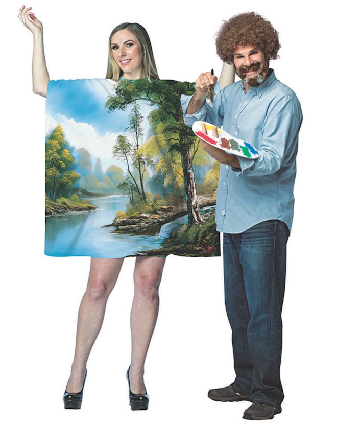 Adult Bob Ross With Art Dress Couple Costumes