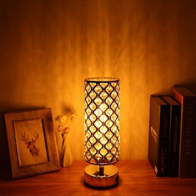 Acaxin Crystal Table Desk Lamp with USB Port