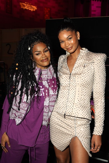 Teyana Taylor and Chanel Iman attend PrettyLittleThing: Teyana Taylor Collection II New York Fashion...