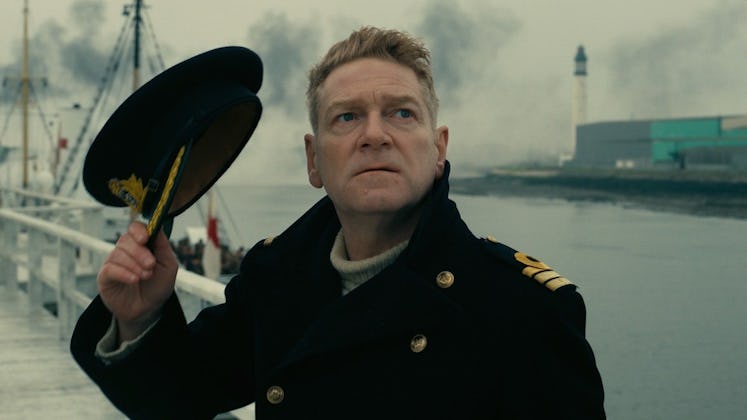 Kenneth Branagh looking up in Dunkirk
